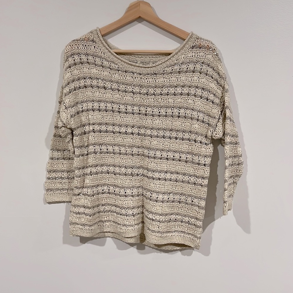 Lucky brand metallic open knit sweater
